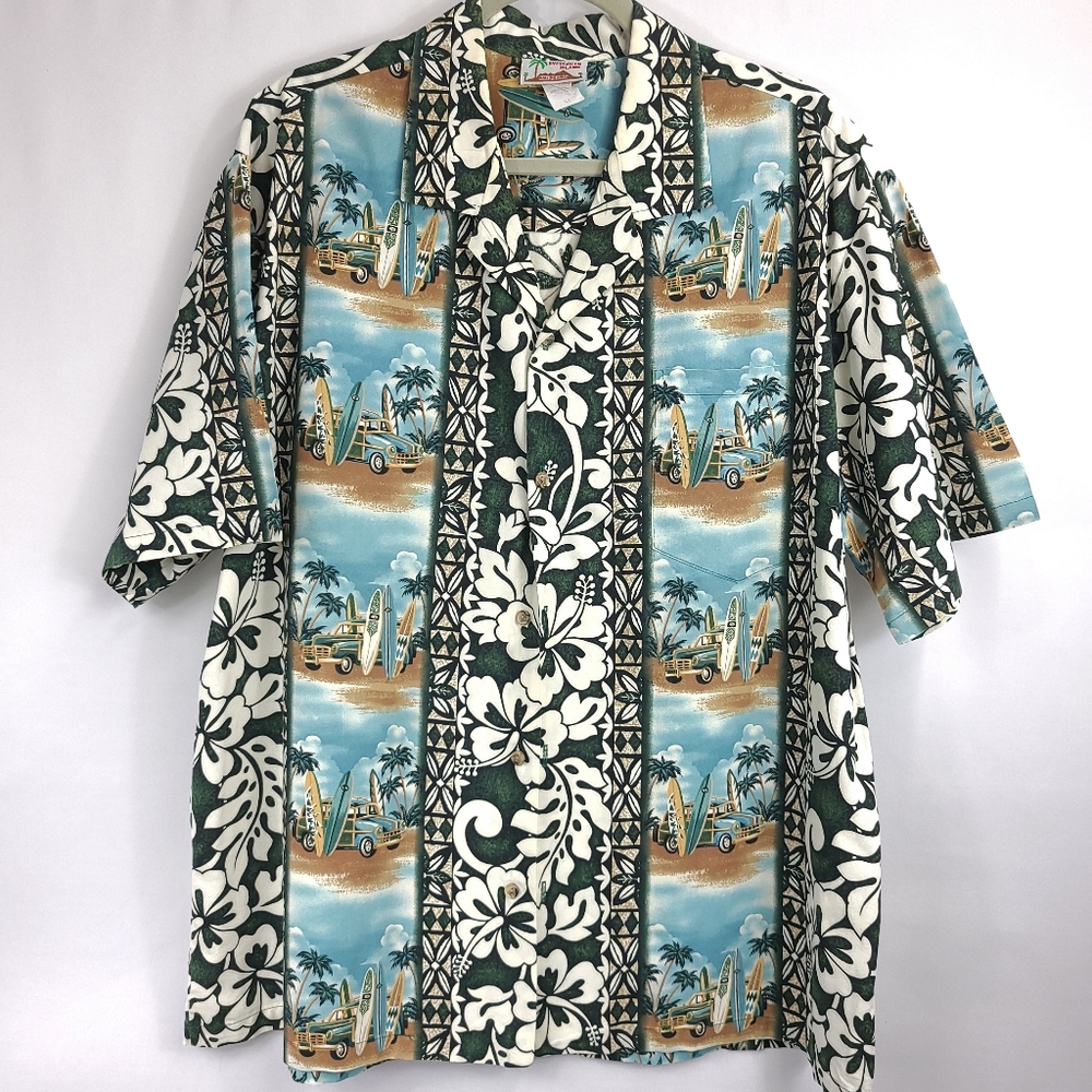 Evergreen Island Hawaiian Button Down Shirt